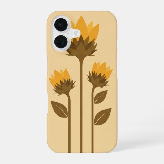 レトロなひまわりの新芽 iPhone 16ケース (裏面)