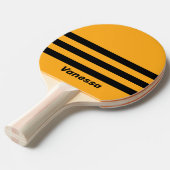 レトロなひまわりバズ・スリーアクロスストライプ ネーム入り 卓球ラケット (正面アングル)