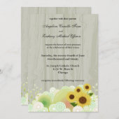 レトロなひまわり フォーマル ウェディング 招待状 (正面/裏面)