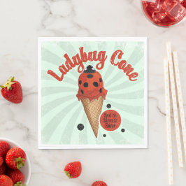 レトロなアイスクリームアートが可愛いテントウムシのデザイン | Whimsical Ladybug スタンダードランチョンナプキン