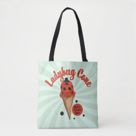 レトロなアイスクリームアートが可愛いテントウムシのデザイン | Whimsical Ladybug トートバッグ
