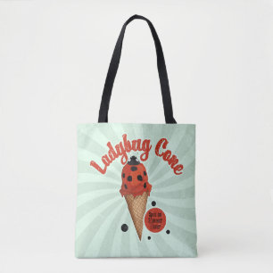 レトロなアイスクリームアートが可愛いテントウムシのデザイン Whimsical Ladybug トートバッグ