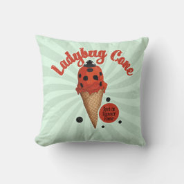 レトロなアイスクリームアートが可愛いテントウムシ | Whimsical Ladybug クッション