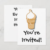 レトロなアイスクリームコーン 招待状 (正面/裏面)