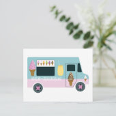 レトロなアイスクリームトラック ポストカード (スタンド正面)