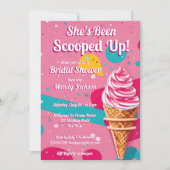 レトロなアイスクリームピンクブライダルシャワー 招待状 (正面)