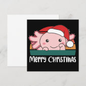 レトロなアクソロトルクリスマス招待状 招待状 (正面/裏面)