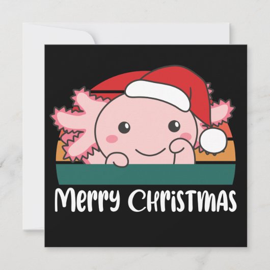 レトロなアクソロトルクリスマス招待状 招待状 (正面)