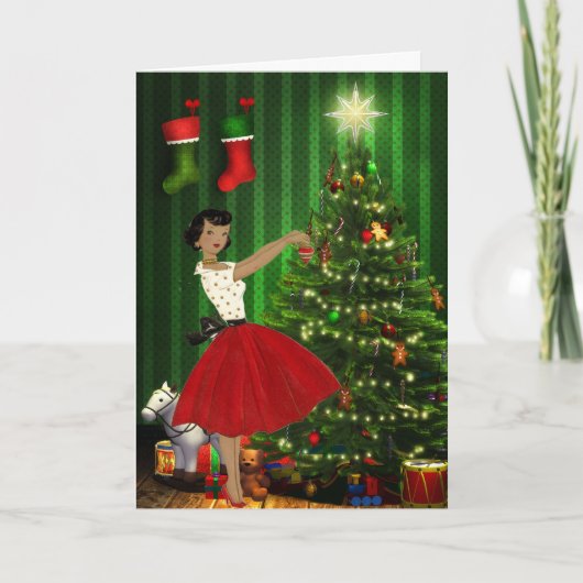 レトロなアフリカ系アメリカ人のクリスマスカード カード (正面)