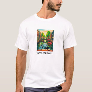 レトロなアムステルダム オランダ 運河の街 旅行 Tシャツ
