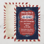 レトロなアメリカン ヴィンテージ 4日7月パーティーお誘い 招待状 (正面/裏面)