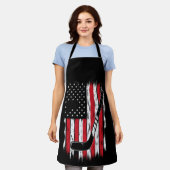 レトロなアメリカ国旗のホッケー ヴィンテージ エプロン (着用した状態)