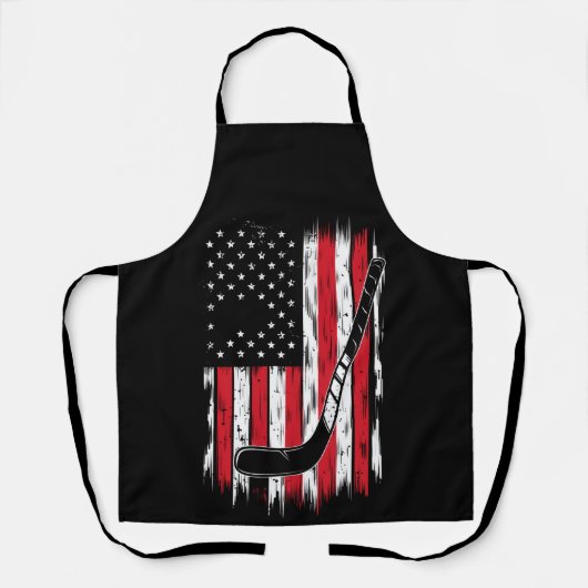 レトロなアメリカ国旗のホッケー ヴィンテージ エプロン (正面)
