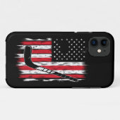 レトロなアメリカ国旗のホッケー ヴィンテージ Case-Mate iPhoneケース (裏面(横))