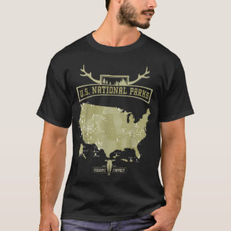 レトロなアメリカ国立公園地図 - ビンテージ アメリカ Tシャツ