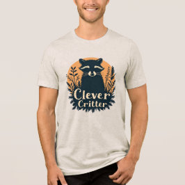 レトロなアライグマのグラフィックアート トライブレンドTシャツ