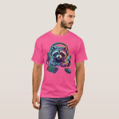 レトロなアライグマのゲーマー ゲーム好きのためのヴィンテージ Tシャツ (正面フル)