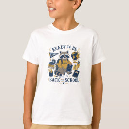 レトロなアライグマの新学期デザイン Tシャツ