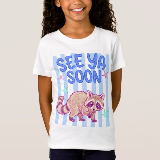 レトロなアライグマの面白いデザイン Tシャツ (正面)