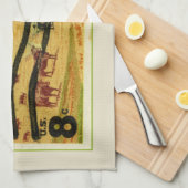 レトロなアンカス牛 キッチンタオル (四つ折り)