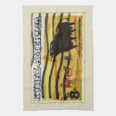 レトロなアンカス牛 キッチンタオル (縦)