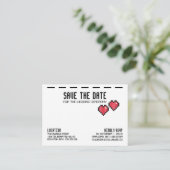 レトロなアーケードゲーマーウェディング日付を保存RED LOVE エンクロージャーカード (スタンド正面)