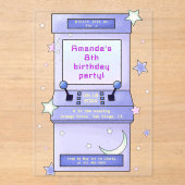 レトロなアーケードゲーム風 かわいい子供の誕生日 アクリル招待状 (正面)
