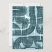 レトロなアーチと曲線とラインのターコイズブルーのウェディング 招待状 (裏面)