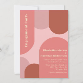 レトロなアーチの珊瑚ピンクのエンゲージメントパーティー 招待状