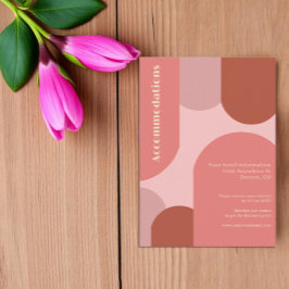 レトロなアーチ コーラルピンク ウェディング アコモデーション エンクロージャーカード