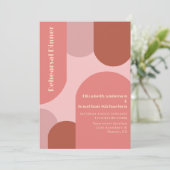 レトロなアーチ コーラルピンク リハーサルディナー 招待状 (スタンド正面)