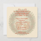 レトロなイギリスのホリデーシーズンにぴったりな、かわいいリスがデザインされたリース シーズンカード (裏面)