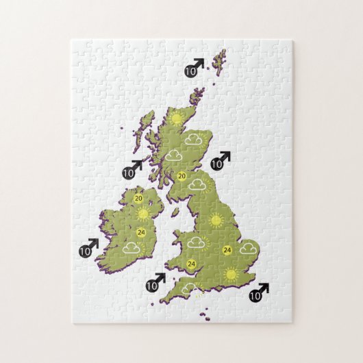 レトロなイギリス諸島の天気図 ジグソーパズル (縦)