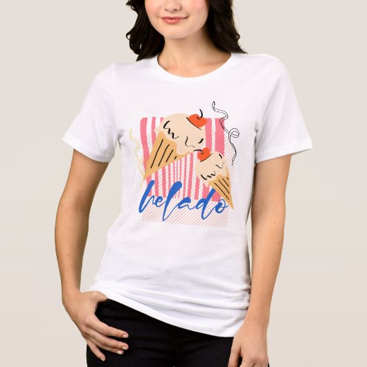レトロなイタリアのアイスコーン トライブレンドTシャツ (正面)