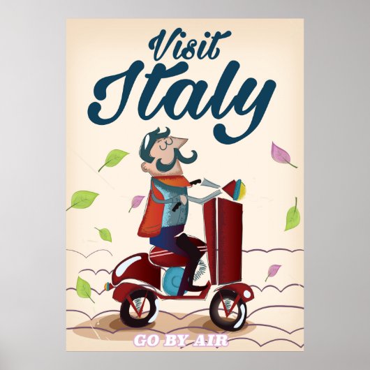 レトロなイタリアのキャラクター スクーター ポスター (正面)