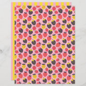 レトロなイチゴとストライプのスクラップブック紙 (正面/裏面)