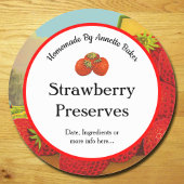 レトロなイチゴの保存食ラベルまたは焼き菓子 ラウンドシール