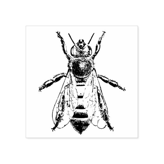 レトロなイメージのビーと3サイズゴム印 ラバースタンプ (インプリント)