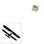 レトロなイメージの飛行機と3サイズゴムスタンプ ラバースタンプ (押印)