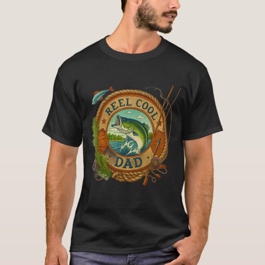 レトロなイラストのクールなパパ Tシャツ (正面)