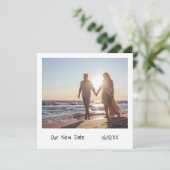 レトロなインスタント写真風 結婚式延期のお知らせ 案内状 (スタンド正面)