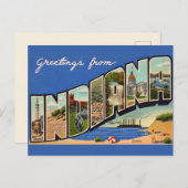 レトロなインディアナ州のグリーティングポストカード ポストカード (正面/裏面)