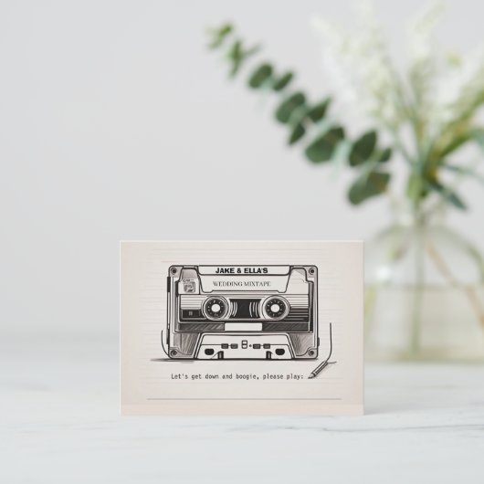 レトロなウェディングソングリクエストカード 70年代 80年代 エンクロージャーカード (スタンド正面)