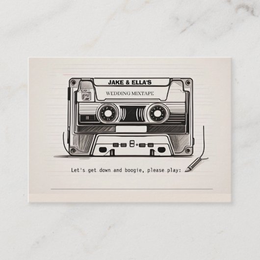 レトロなウェディングソングリクエストカード 70年代 80年代 エンクロージャーカード (正面)