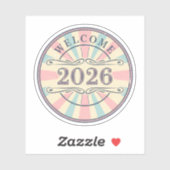 レトロなウェルカム 2026 年賀ステッカー シール (シート)