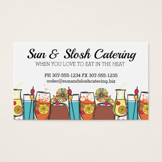 レトロなエキゾチック飲料パーティーケータリング名刺 (正面)