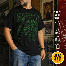 レトロなオタク テクノASCIIアート 80年代ゲーマー ジーザス・クライスト Tシャツ