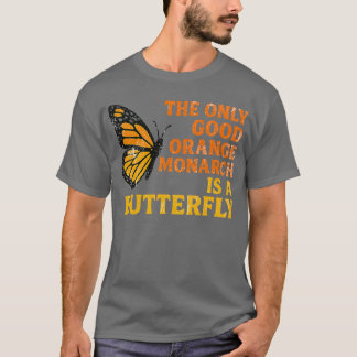 レトロなオレンジのモナークは蝶だけ Tシャツ