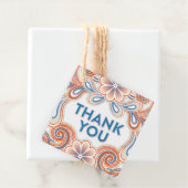 レトロなオレンジの花と渦巻きの感謝 フェイバータグ (インサイチュ)