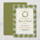 レトロなオレンジ色の結婚式招待状 招待状 (正面/裏面)